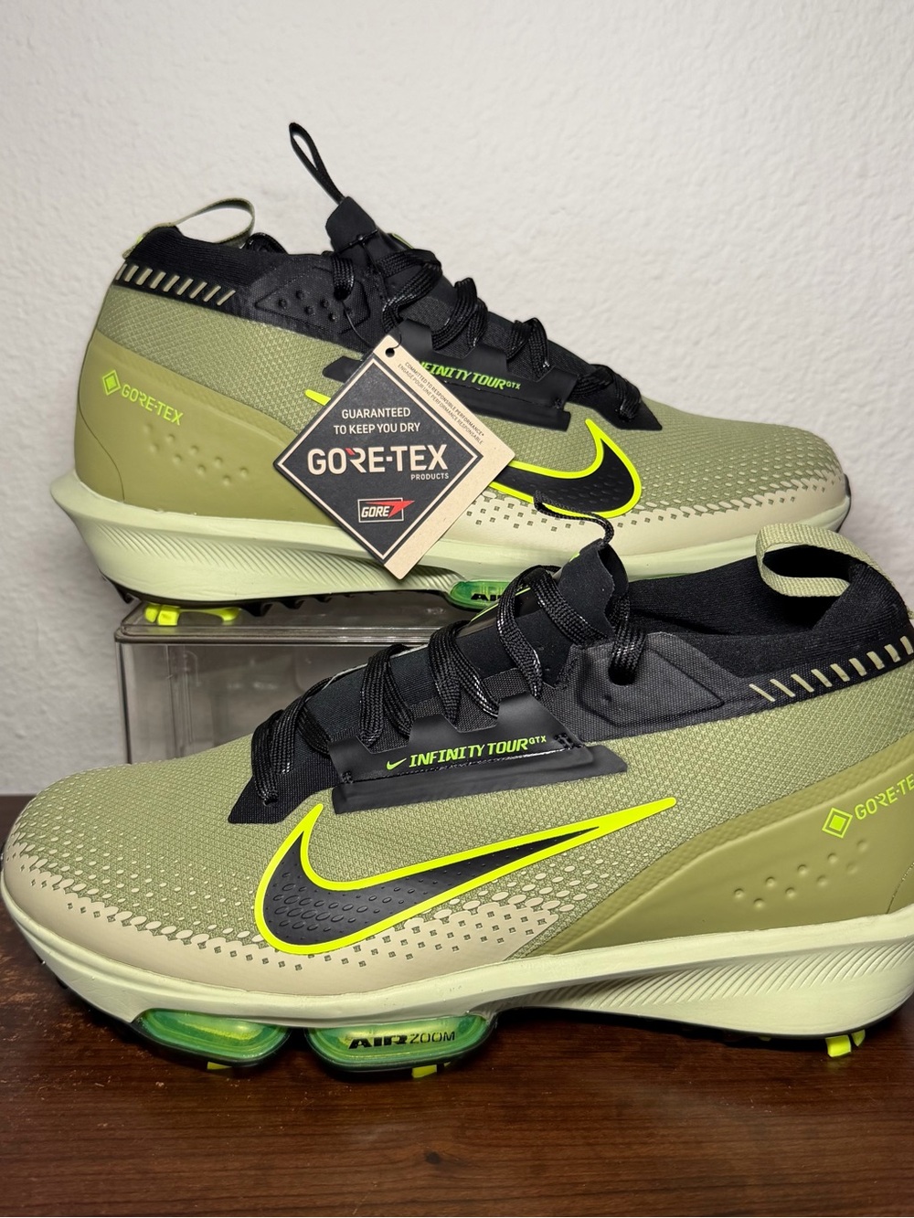 Nike Men's Infinity Tour GORE-TEX Golf Shoes dusty olive volt black 9.5 & 11